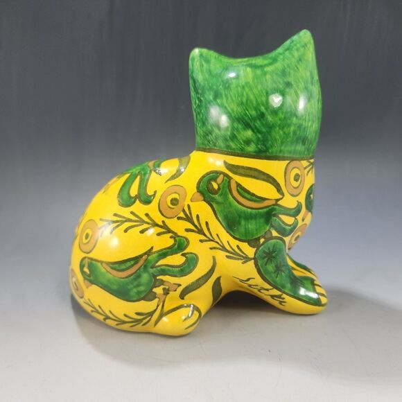 Rare Signed Hand Painted Ceramic Cat Bird Design Sitki Olcar Turkish Ceramicist - Picture 4 of 11